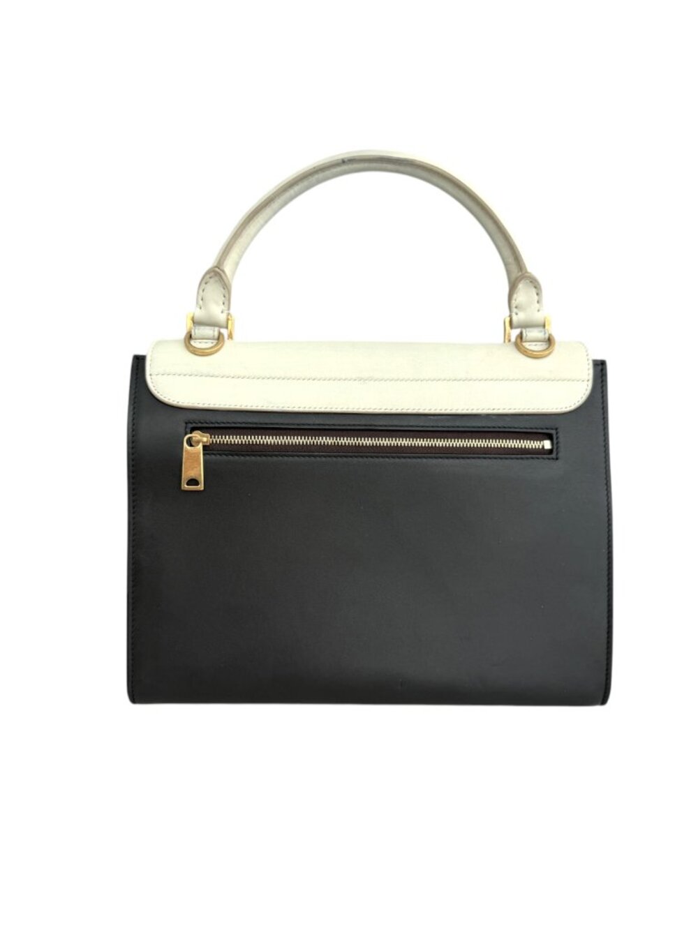 Celine Tricolor Calfskin Trapeze Bag - Off-White, Brown, Black - Picture 5 of 15